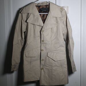 Towne By London Fog Beige Women's Jacket Brown Flower Collar S